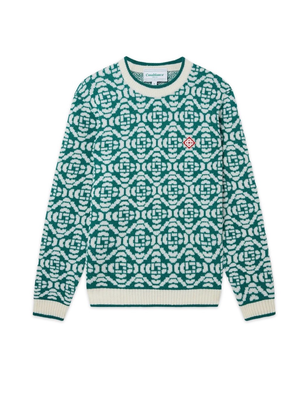 Casablanca Green Monochrome Crewneck Sweater